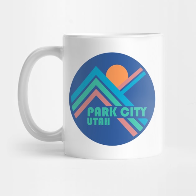 Park City Retro Line Mountains Blue by MountainFlower